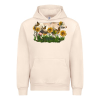 Sandshell charolais cow with sunflower Urban Hoodie - LillyAllenDesigns