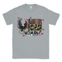 Heather Grey american woman Classic Tee - CowhideDigitalArt