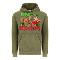 Vintage Olive happ yee haw lidays Vintage Hoodie - MaliasSmallBusiness