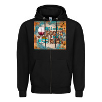Black all i need are books and wine Zipper Hoodie - JahusDesignShop