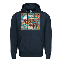 Navy all i need are books and wine Zipper Hoodie - JahusDesignShop