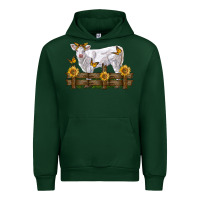 Forest Green charolais calf with sunflowers Urban Hoodie - LillyAllenDesigns