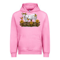 Fuchsia Pink charolais calf with sunflowers Urban Hoodie - LillyAllenDesigns