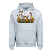 Heather Grey charolais calf with sunflowers Urban Hoodie - LillyAllenDesigns