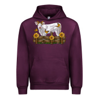 Mauve Wine charolais calf with sunflowers Urban Hoodie - LillyAllenDesigns