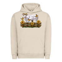 Pigment French Oak charolais calf with sunflowers Urban Hoodie - LillyAllenDesigns