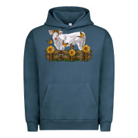 Pigment Midnight Navy charolais calf with sunflowers Urban Hoodie - LillyAllenDesigns