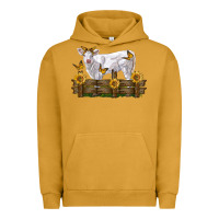 Pigment Peanut Butter charolais calf with sunflowers Urban Hoodie - LillyAllenDesigns