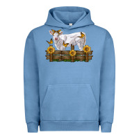 Pigment Pebble Blue charolais calf with sunflowers Urban Hoodie - LillyAllenDesigns