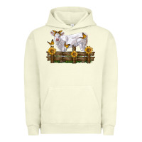 Pigment Pistachio charolais calf with sunflowers Urban Hoodie - LillyAllenDesigns
