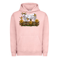 Pigment Salmon charolais calf with sunflowers Urban Hoodie - LillyAllenDesigns