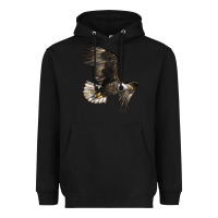 Black White Headed Eagle Heavyweight Hoodie - LillyAllenDesigns