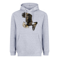 Heather Grey White Headed Eagle Heavyweight Hoodie - LillyAllenDesigns