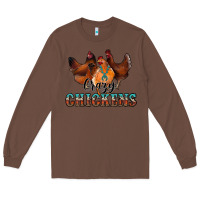 Chestnut crazychickens Long Sleeve Tee - CowhideDigitalArt