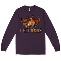 Plum crazychickens Long Sleeve Tee - CowhideDigitalArt