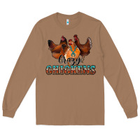 Toasted Coconut crazychickens Long Sleeve Tee - CowhideDigitalArt
