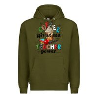 Army Green coffee gives me teacher power Premium Hoodie - NancyCooperArtShop