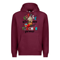 Burgundy coffee gives me teacher power Premium Hoodie - NancyCooperArtShop