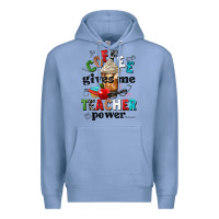 Colony Blue coffee gives me teacher power Premium Hoodie - NancyCooperArtShop