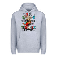 Heather Grey coffee gives me teacher power Premium Hoodie - NancyCooperArtShop