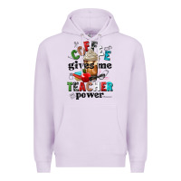 Lilac coffee gives me teacher power Premium Hoodie - NancyCooperArtShop