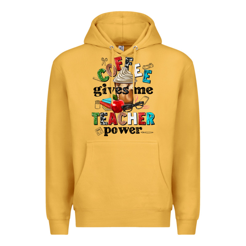 Coffee Gives Me Teacher Power Premium Hoodie by NancyCooperArtShop | Teevron
