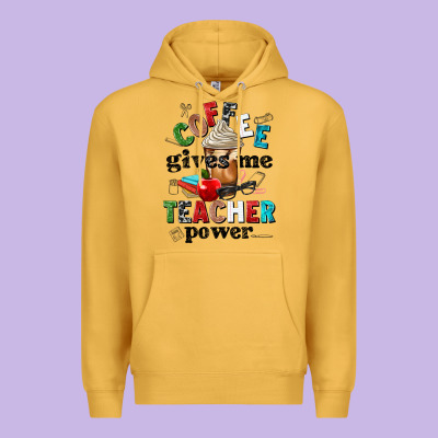Coffee Gives Me Teacher Power Premium Hoodie Designed By Nancycooperartshop