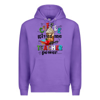 Purple coffee gives me teacher power Premium Hoodie - NancyCooperArtShop