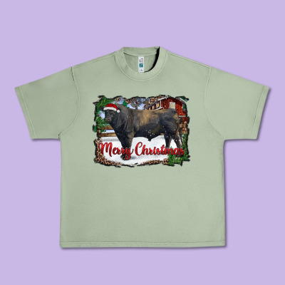 Merry Christmas Black Angus Bull And Farm Urban Heavy Tee Designed By Ranaportraitstore