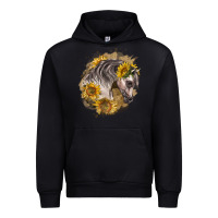 Black arabian horse with sunflowers Urban Hoodie - LillyAllenDesigns