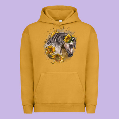 Arabian Horse With Sunflowers Urban Hoodie Designed By Lillyallendesigns