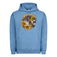 Pigment Pebble Blue arabian horse with sunflowers Urban Hoodie - LillyAllenDesigns