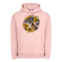 Pigment Salmon arabian horse with sunflowers Urban Hoodie - LillyAllenDesigns