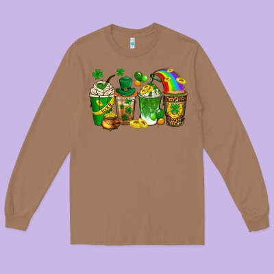 St. Patricks Day Coffee Drinks Long Sleeve Tee Designed By Neo Western