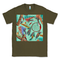 Army Green pipe tomahawk dreamcatcher headdress seamless patt Classic Tee - FaDigitalArtStudio