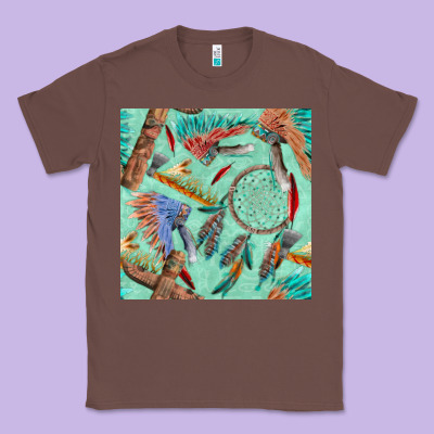 Pipe Tomahawk Dreamcatcher Headdress Seamless Patt Classic Tee Designed By Fadigitalartstudio