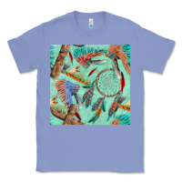 Colony Blue pipe tomahawk dreamcatcher headdress seamless patt Classic Tee - FaDigitalArtStudio