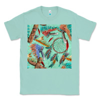 Seafoam pipe tomahawk dreamcatcher headdress seamless patt Classic Tee - FaDigitalArtStudio