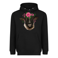 Black suffolk ewe sheep with floral headdress Heavyweight Hoodie - BarkalooDesign