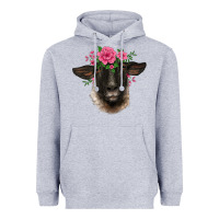 Heather Grey suffolk ewe sheep with floral headdress Heavyweight Hoodie - BarkalooDesign