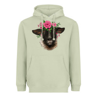 Matcha suffolk ewe sheep with floral headdress Heavyweight Hoodie - BarkalooDesign