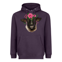 Plum suffolk ewe sheep with floral headdress Heavyweight Hoodie - BarkalooDesign