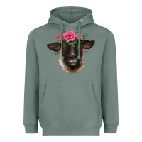 Sage suffolk ewe sheep with floral headdress Heavyweight Hoodie - BarkalooDesign