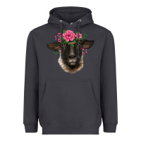 Smoke suffolk ewe sheep with floral headdress Heavyweight Hoodie - BarkalooDesign