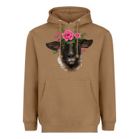 Toasted Coconut suffolk ewe sheep with floral headdress Heavyweight Hoodie - BarkalooDesign