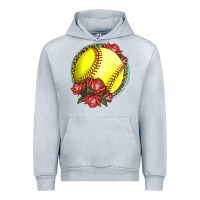 Heather Grey Western Softball With Roses Urban Hoodie - LillyAllenDesigns
