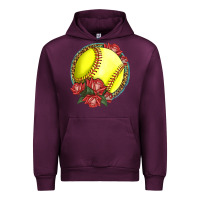 Mauve Wine Western Softball With Roses Urban Hoodie - LillyAllenDesigns