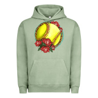 Pigment Oil Green Western Softball With Roses Urban Hoodie - LillyAllenDesigns