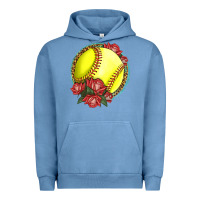 Pigment Pebble Blue Western Softball With Roses Urban Hoodie - LillyAllenDesigns