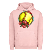 Pigment Salmon Western Softball With Roses Urban Hoodie - LillyAllenDesigns
